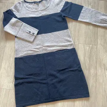 로트레아몽 보더 니트 원피스 긴팔 블랙x베이지