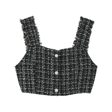 프린지 트위드 뷔스티에 & 미니 스커트