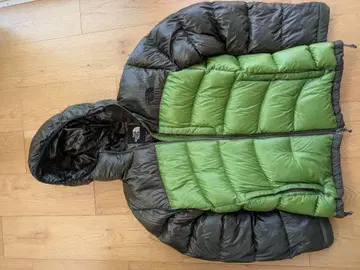 THE NORTH FACE 후드 부착 다운 자켓 그린/블랙