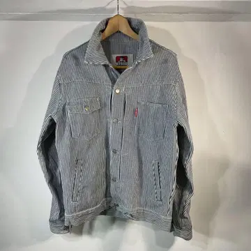 BEN DAVIS 히코리 스트라이프 워크 자켓 L 남성용 구제 의류