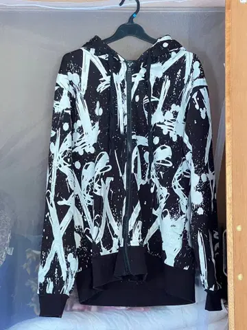 COMTRIBE 후드티 L 블랙 화이트 페인트