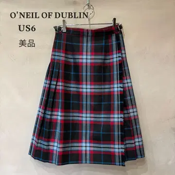 새상품급 오닐 오브 더블린 체크 플리츠 랩스커트 레드 계열 US6