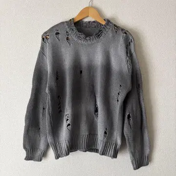 밈 셀렉 데미지 그라데이션 니트 풀오버 상의