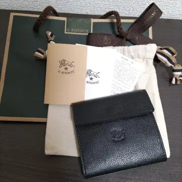 새상품 일비종떼 천연 가죽 가죽 지갑 미니 지갑 블랙 블랙 네로