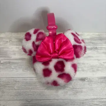 새상품급 도쿄 디즈니 리조트 레오파드 무늬 귀도리 핑크