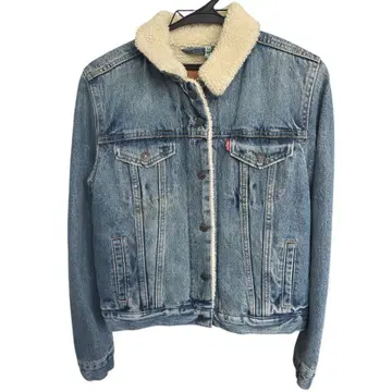 Levi's 여성용 데님 자켓 보아 옷깃 M 얼룩 있음