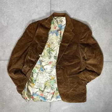 빈티지 테일러드 자켓 굵은 폭 코듀로이 새틴 꽃무늬 싱글