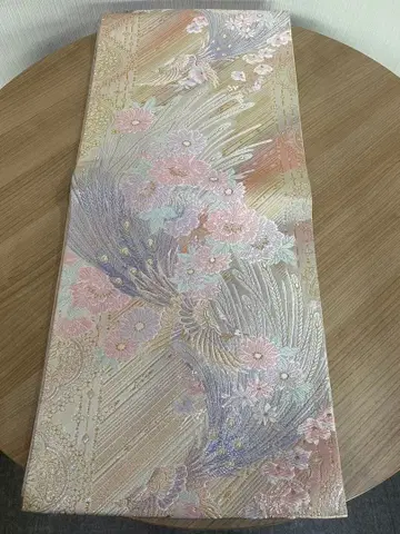 [ 새상품급 ] 후쿠로 오비 순수 실크 봉황 꽃무늬 자수