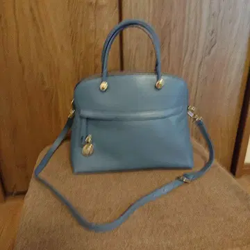 1회 단시간 사용 FURLA 블루 그레이 2way 백 (수납 봉투 포함)