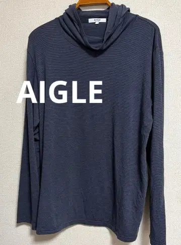 AIGLE 후드 부착 긴팔 티셔츠 L 다크 그레이