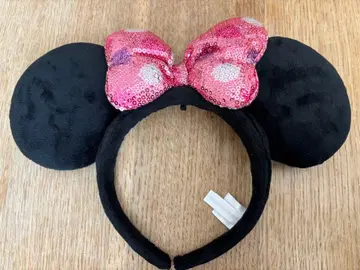 도쿄 디즈니 리조트 머리띠 스팽글 리본 핑크 미니