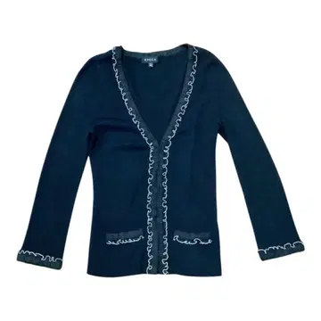 EPOCA 에포카 프릴 장식 블랙 리브 가디건