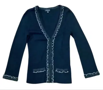 EPOCA 에포카 프릴 장식 블랙 리브 가디건