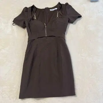 JEWELS 브라운 타이트핏 미니 드레스