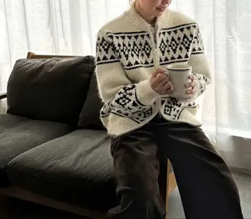 El mar 노르딕 지퍼 가디건 캐널진