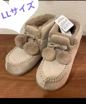 미사용 새상품 LL 사이즈 스웨이드 어그 부츠 폼폼 베이지