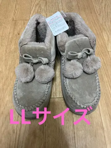 미사용 새상품 LL 사이즈 스웨이드 어그 부츠 폼폼 베이지