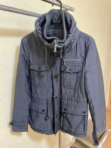 TK MIXPICE 후드 부착 그레이 다운 자켓 L