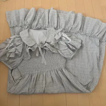 프릴 체크, 도트 무늬 롱 원피스