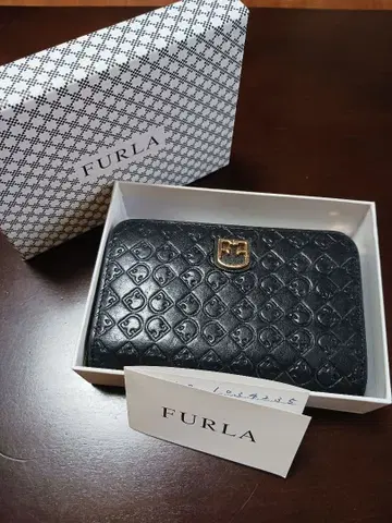 [인증서 포함] 훌라 FURLA L자형 지퍼 접이식 지갑 블랙