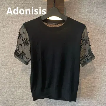 미사용, Adonisis 소매 튤 비쥬 니트
