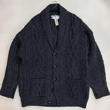 아란 크라프트 싸개 버튼 케이블 니트 가디건 다크 그레이 L 상당