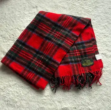 새상품급 헤밍스 울 100% 대형 머플러 스톨 빨간색 타탄 체크