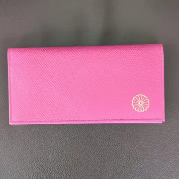 황궁 장지갑 한정판 궁내청 천연 가죽 국화 문양 핑크 지갑