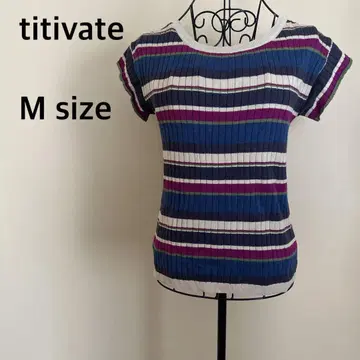 [ tititate ] 보더 반팔 니트탑 / 컬러풀 / 화려함 / 티셔츠