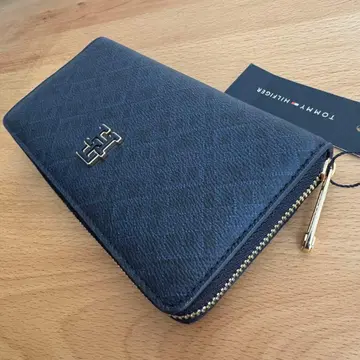 TOMMY HILFIGER 장지갑 네이비 패턴 라운드 지퍼