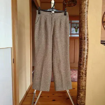 일본제 [장미빛 일상] 브라운 트위드 와이드 팬츠