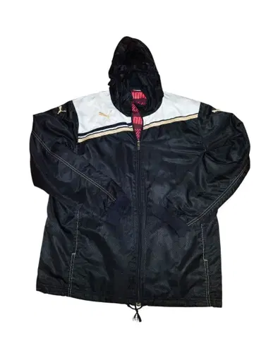 Puma 후드 부착 나일론 자켓 블랙/화이트