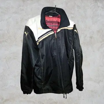 Puma 후드 부착 나일론 자켓 블랙/화이트
