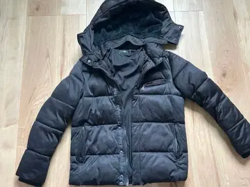 AZUL 다운 자켓 블랙 더블 지퍼 후드 부착