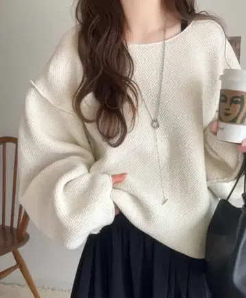 클래식 엘프 모헤어 실 자카드 편직 니트 풀오버