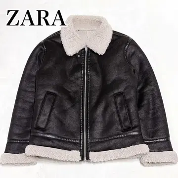 [ 새상품급 ] ZARA 페이크 무스탕 보아 플라이트 자켓 블랙 L