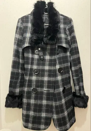 SPIRALGIRL 퍼 체크 코트