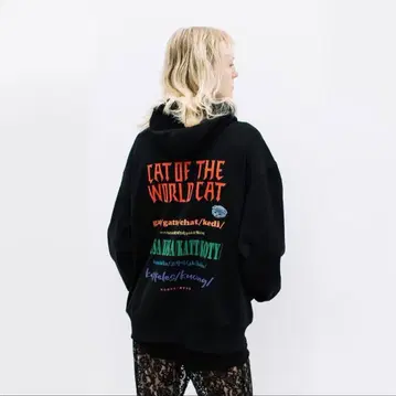 WCJ CAT OF THE WORLD ZIP UP HOODIE BLACK