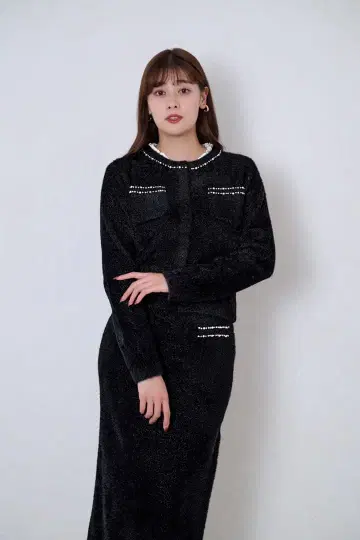 Corinthia Shaggy Knit Set black M