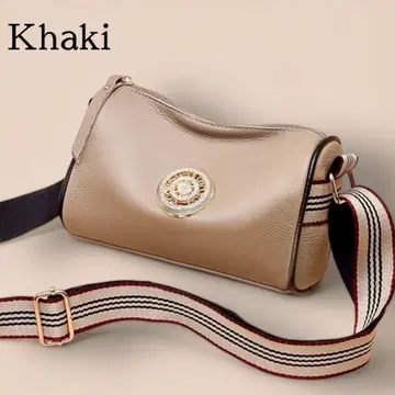 [새상품] 천연 가죽 숄더백 카키 브라운 고품질 사선 메기 숄더