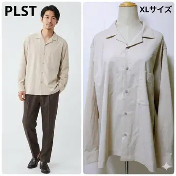 PLST 오픈 카라 셔츠 긴팔 XL 베이지 오픈 카라 셔츠 플라스테