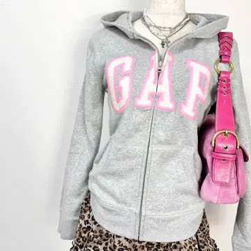 y2k 00s GAP 빅 로고 스팽글 라메 지퍼 후드티