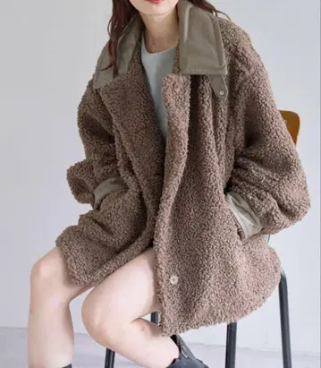 kastane [ 옷깃 2WAY ] 옷깃 가죽 컬 보아 블루종