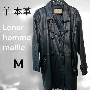 Lenor homme maille 양가죽 가죽 롱 코트 더블 90s