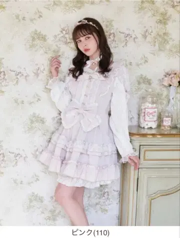 리즈리사 티아라 리본 티어드 원피스 핑크