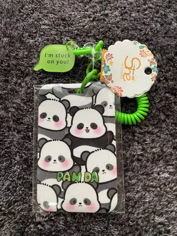 팬더 무늬 카드 홀더 스트랩 포함 대만