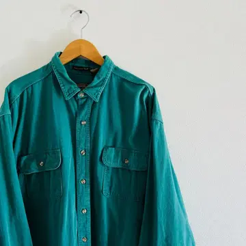 데님 셔츠 그린 USA제 빅 사이즈 빈티지 구제 의류 레트로 개성적
