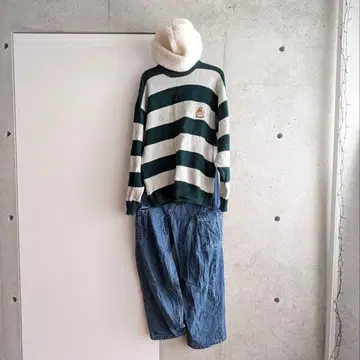 [코디 판매] 캐주얼 코디 3종 세트 구제 니트 카고 팬츠 보아캡