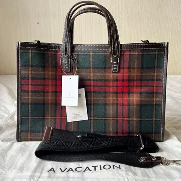 새상품 A VACATION 유나이티드 애로우즈 별주 체크 토트백