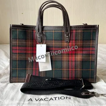 새상품 A VACATION 유나이티드 애로우즈 별주 체크 토트백